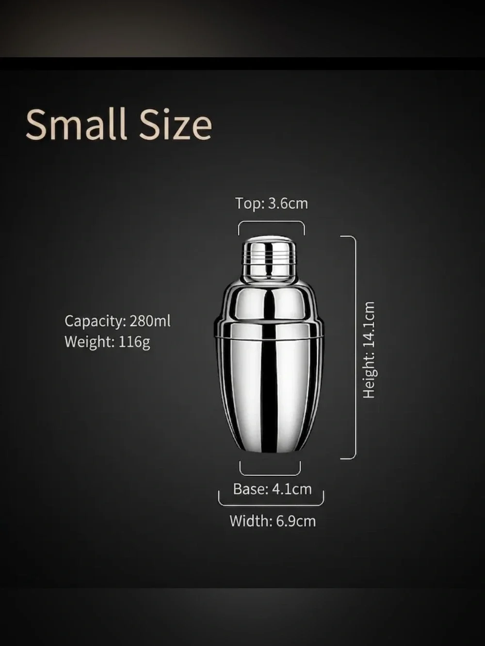Stainless Steel 3 Piece Mirror Finish Small Cocktail Shaker 5.5